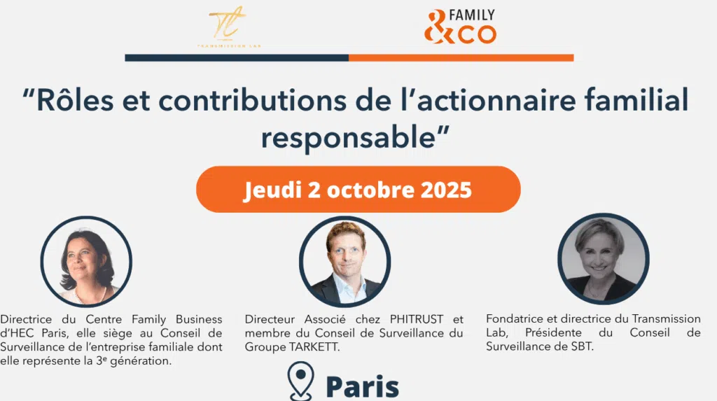 Entreprise familiale étude family business actionnaires rôle contribution actionnariat