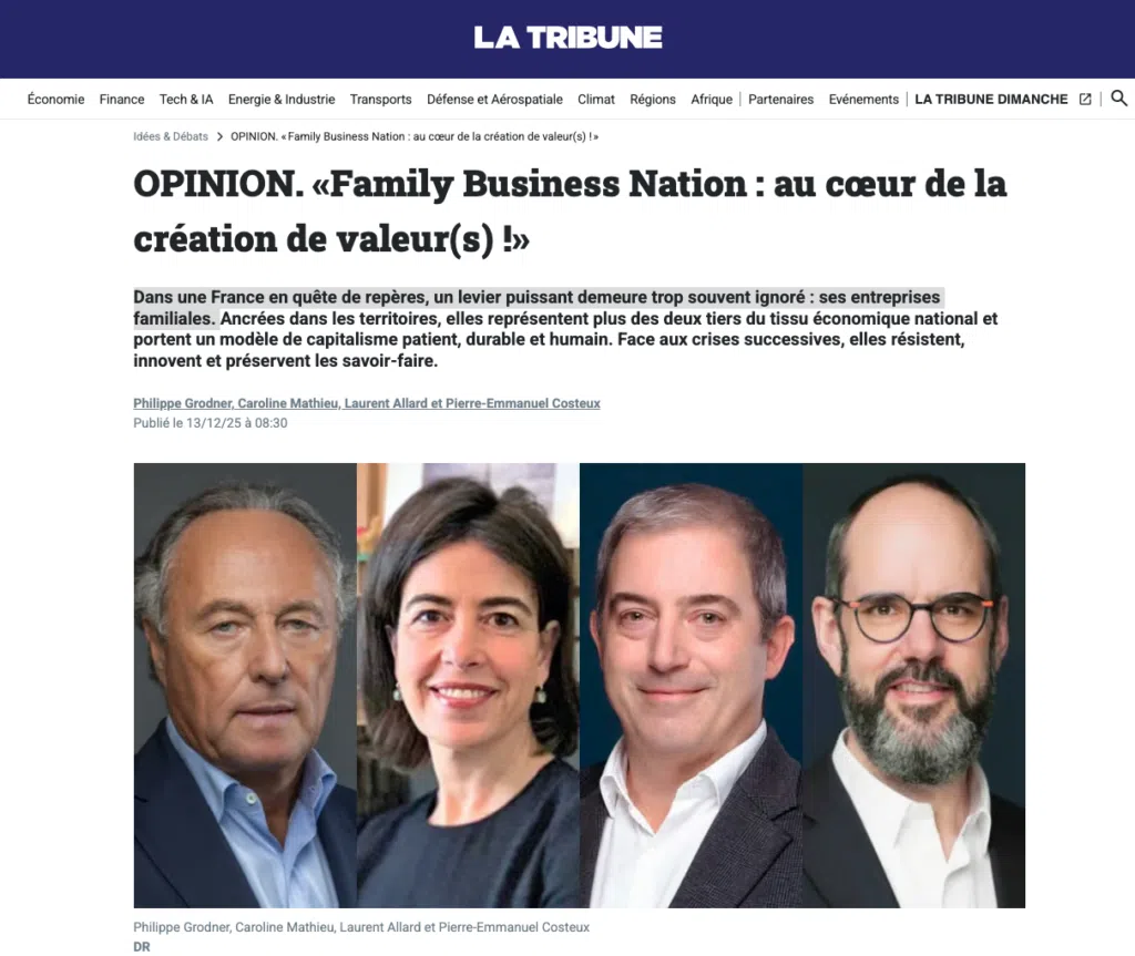 La tribune FBN - les entreprises familiales